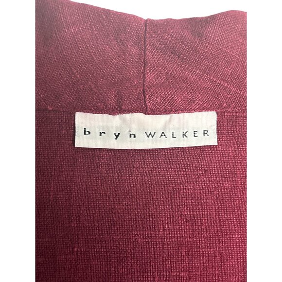 Vintage Red Button-Down Long-Sleeve Linen Blazer Jacket With Notched Lapel Colla - Picture 7 of 12